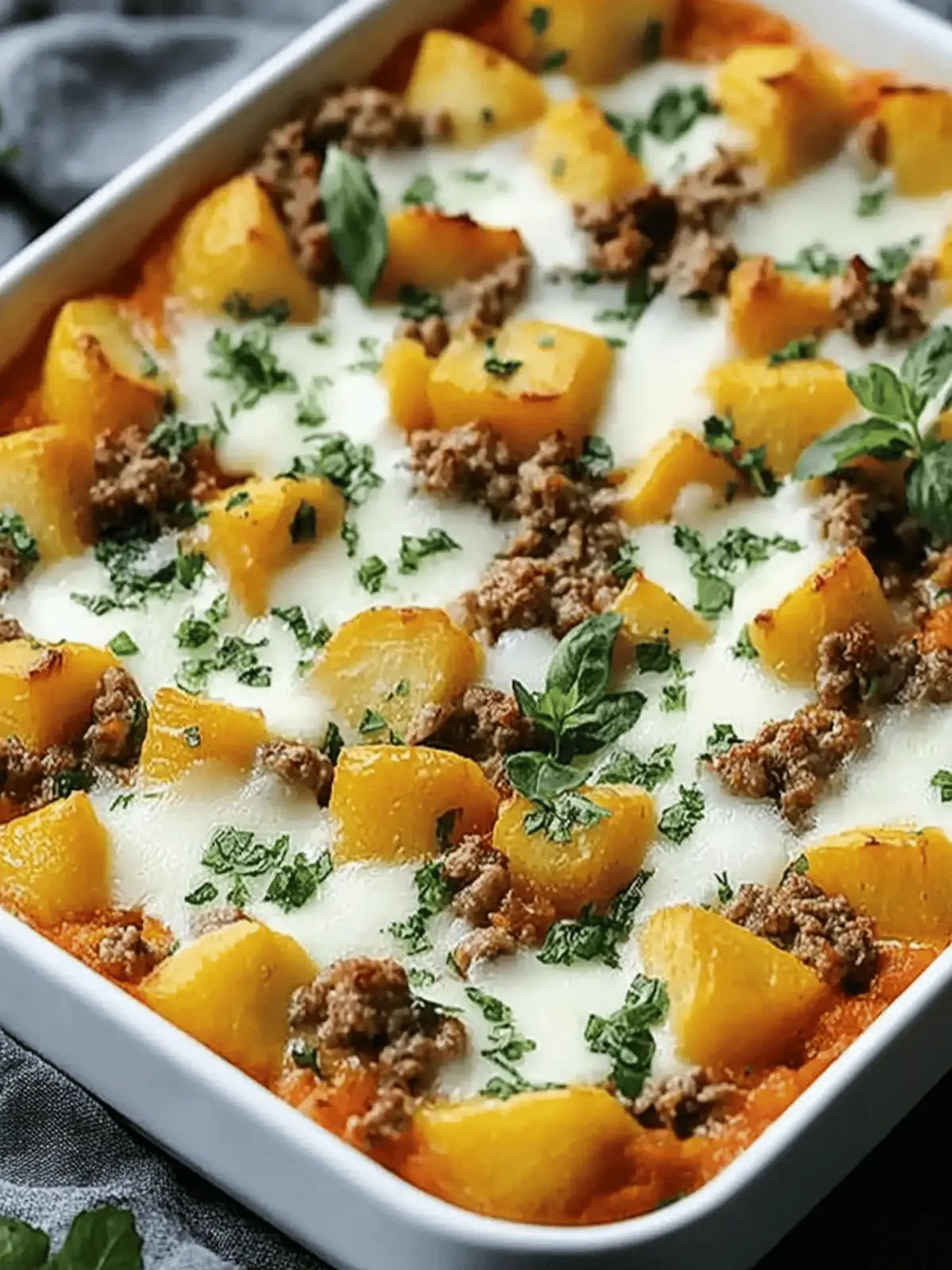 Süßkartoffel und Hackfleischauflauf mit Feta