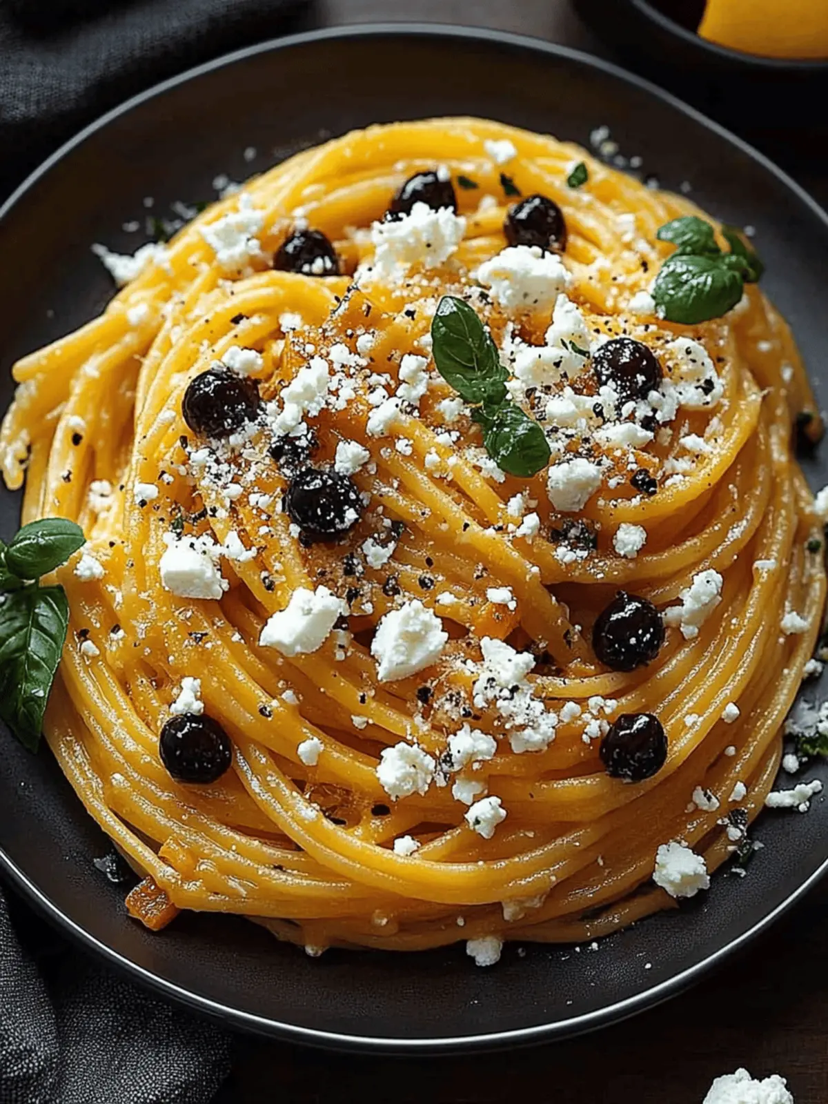 Kürbispasta mit Feta