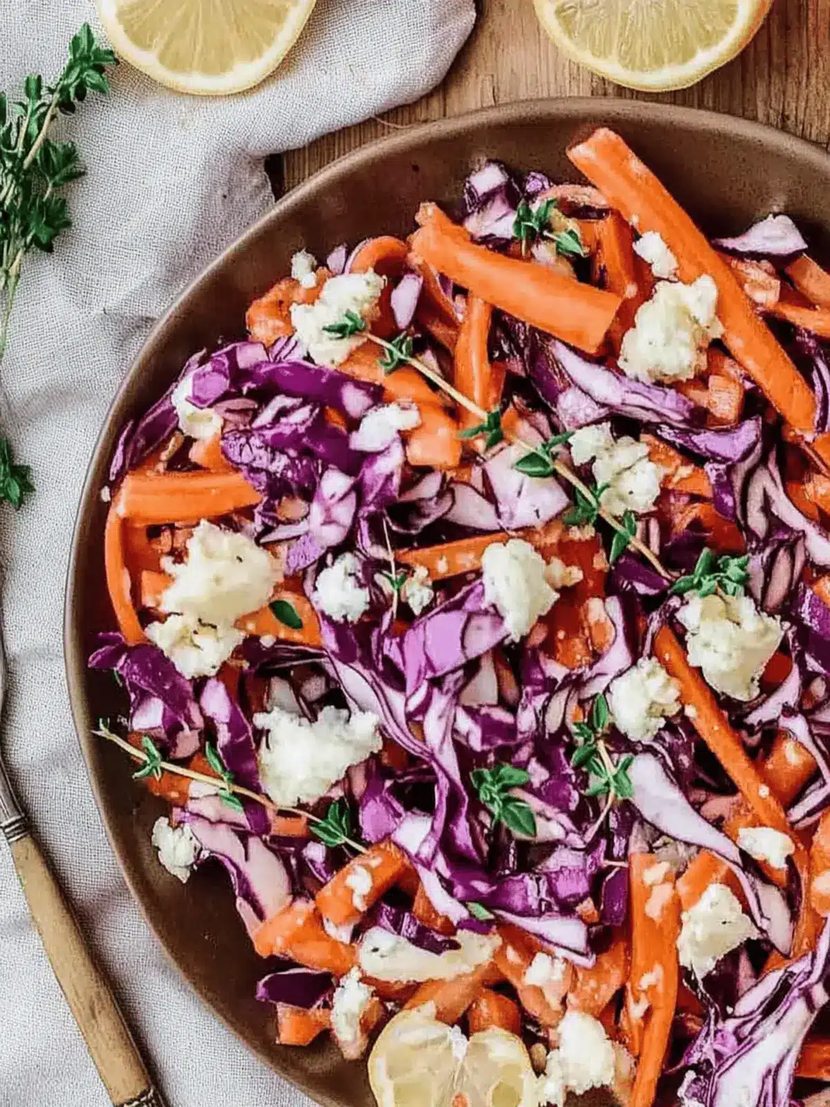 Rotkohl-Salat mit Feta und Karotten