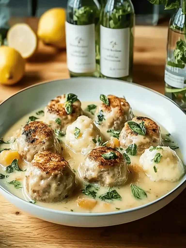 Fleischbällchen in einer cremigen Sauce mit Kartoffelpüree