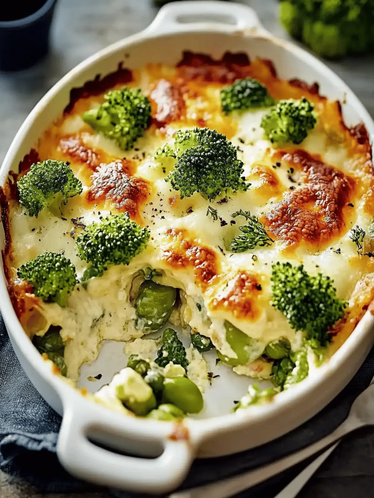 Brokkoli und Hähnchenauflauf mit Frischkäse und Mozzarella