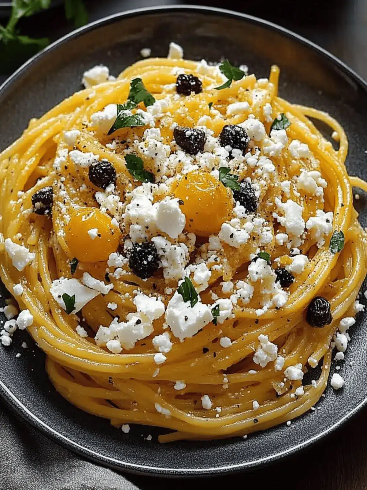 Kürbispasta mit Feta