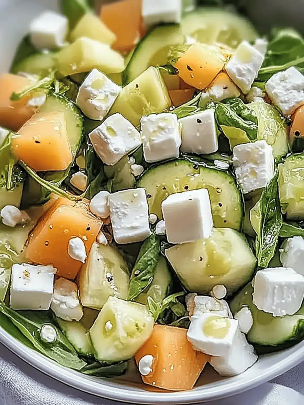 Einfach zuzubereitender Gurkensalat mit Feta und Kichererbsen