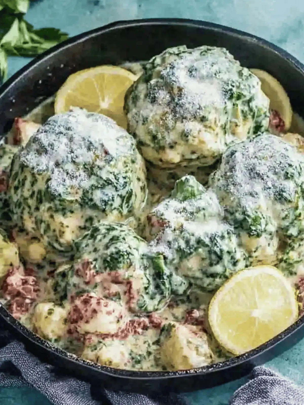 Spinatknödel als Hauptgericht