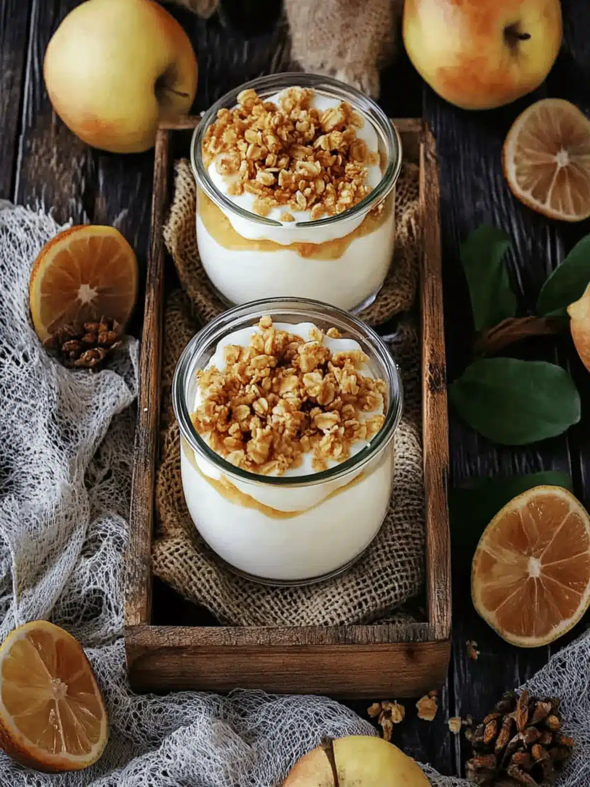 Apfel-Crumble im Glas