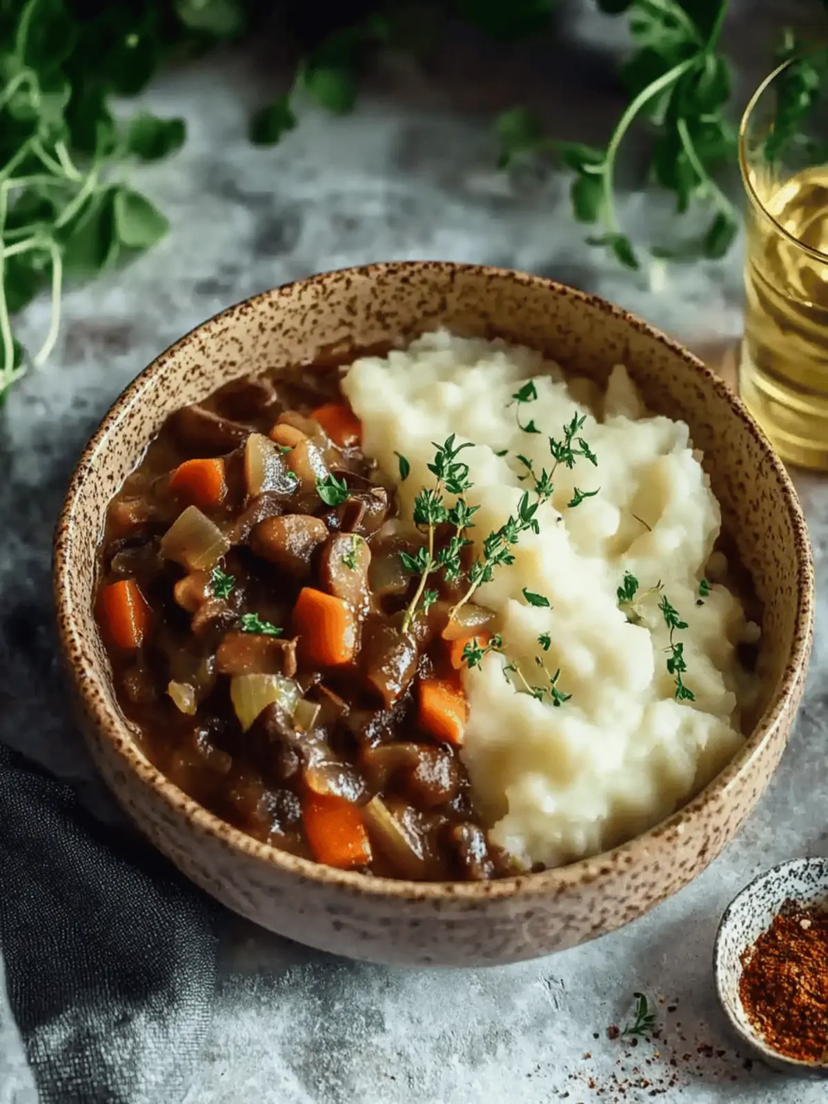 Herzhafter Pilz-Gulasch Bourguignon