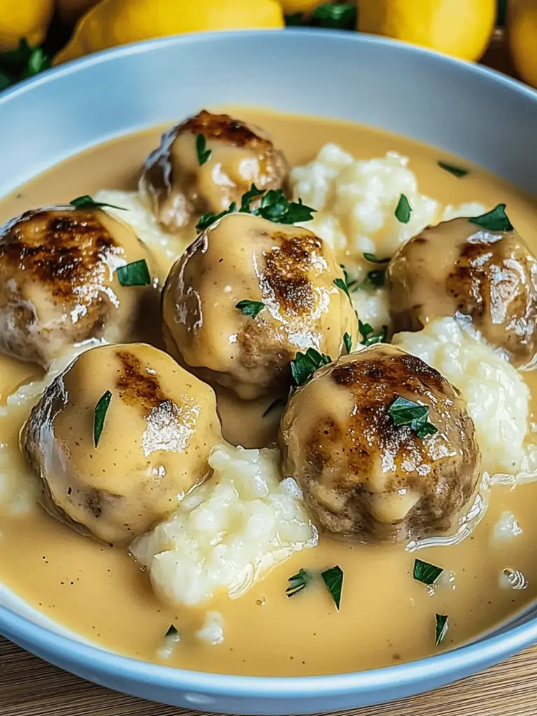 Hackbällchen in cremiger Sauce mit Kartoffelpüree