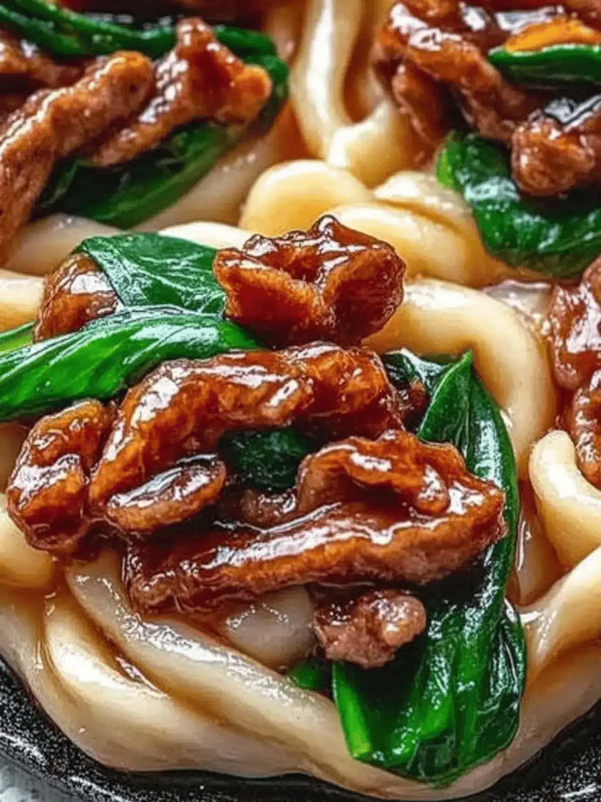 Udon-Nudeln mit Rindfleisch, Pak Choi und Röstzwiebeln