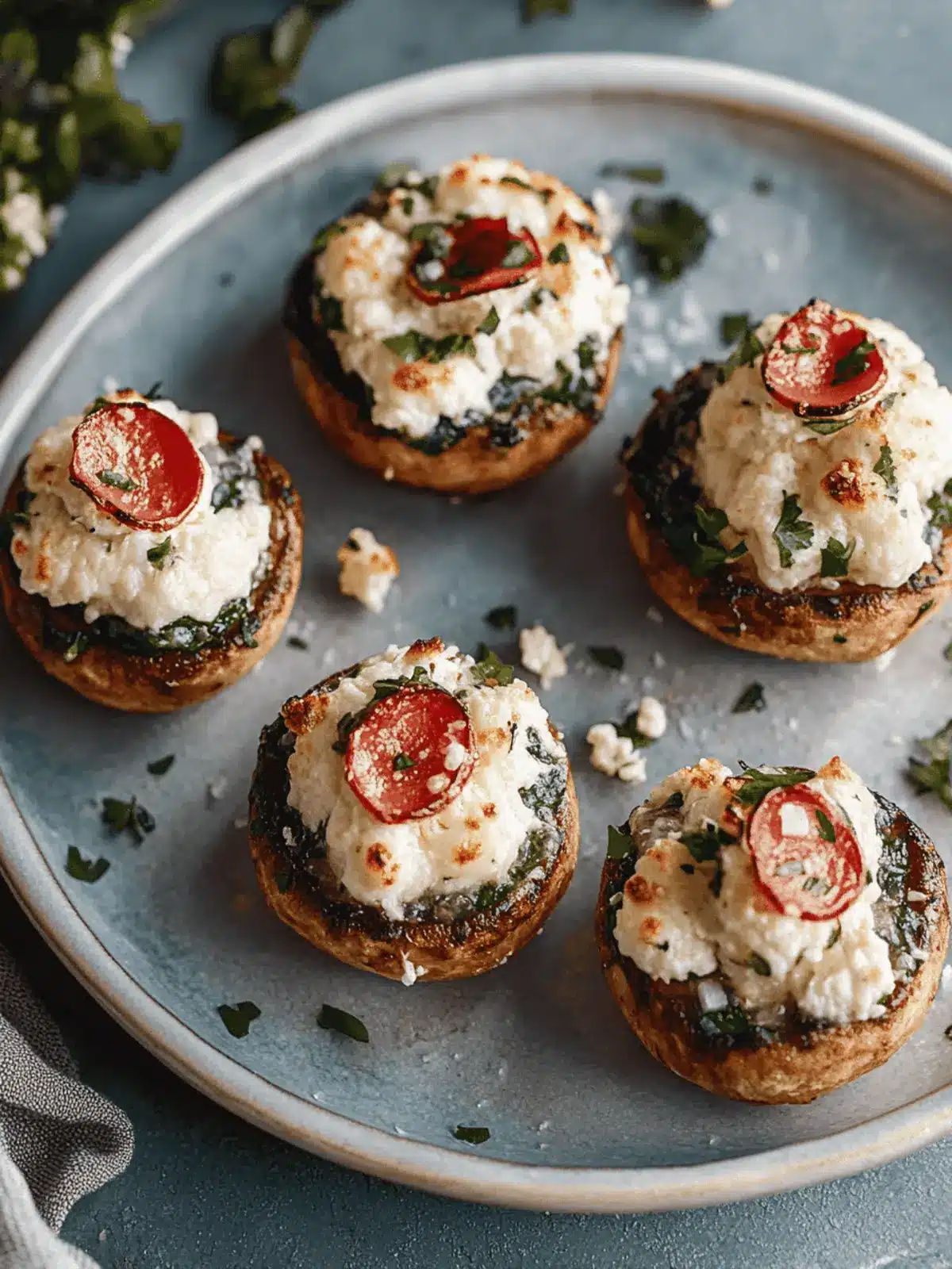 Gegrillte gefüllte Pilze