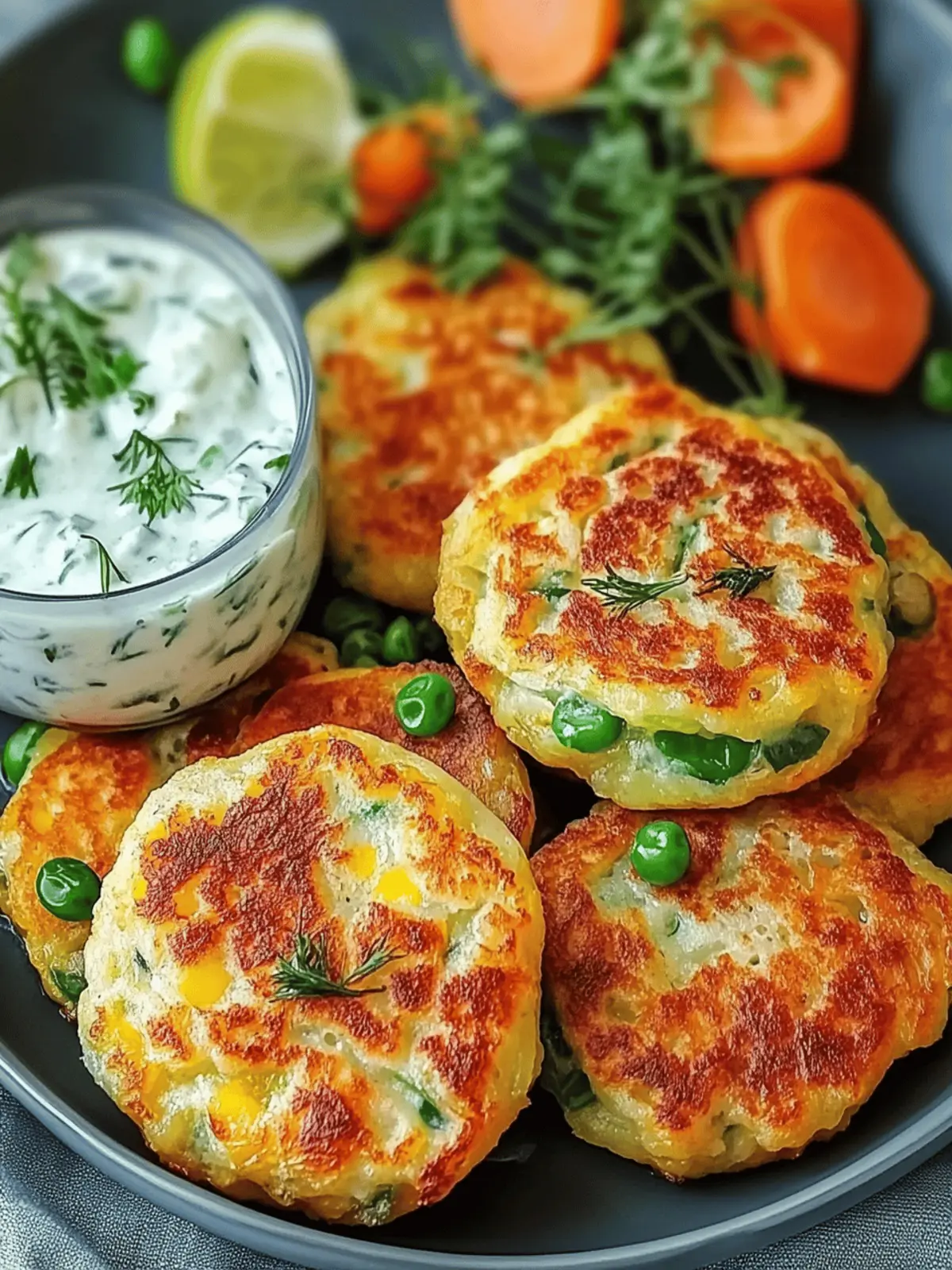 Gemüsepuffer mit Kräuterdip