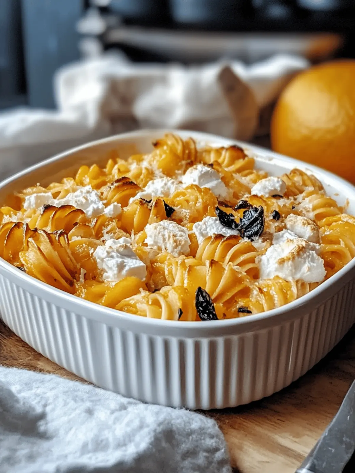 Überbackene Feta-Pasta mit Kürbis für den Herbst