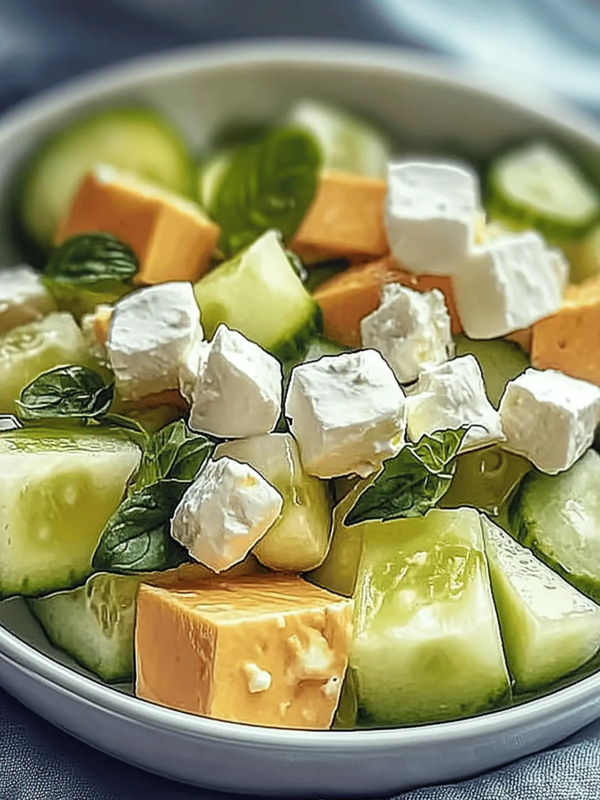 Einfach zuzubereitender Gurkensalat mit Feta und Kichererbsen