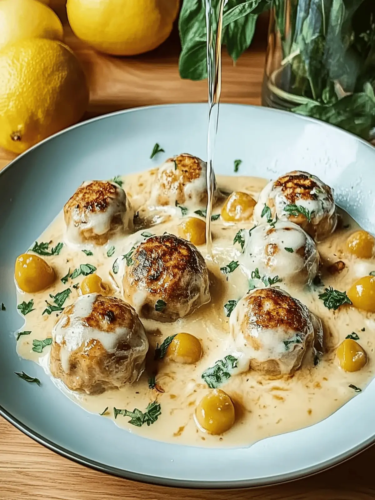 Fleischbällchen in einer cremigen Sauce mit Kartoffelpüree