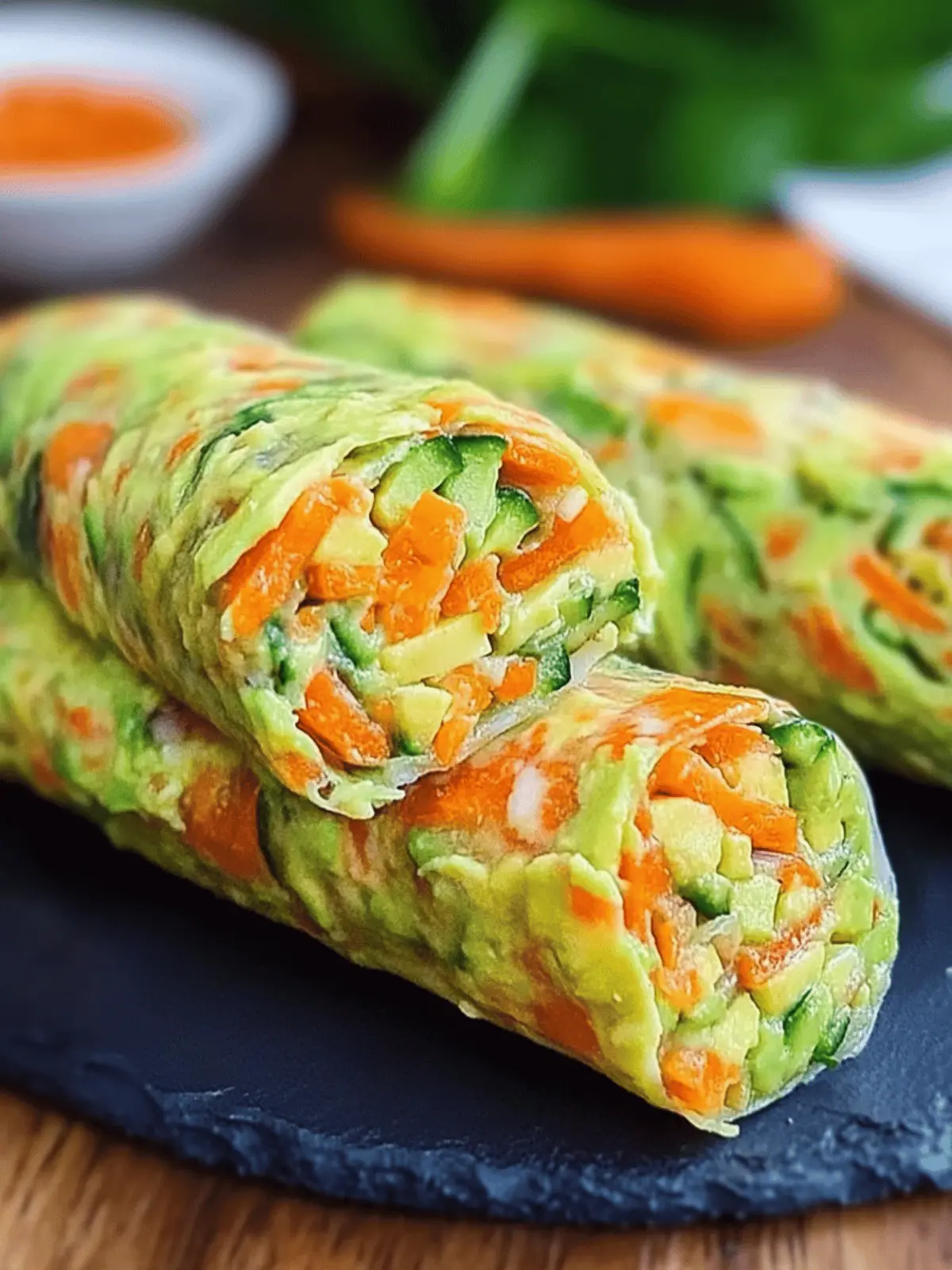 Gesunder Gemüse-Roll gefüllt mit Avocado-Creme