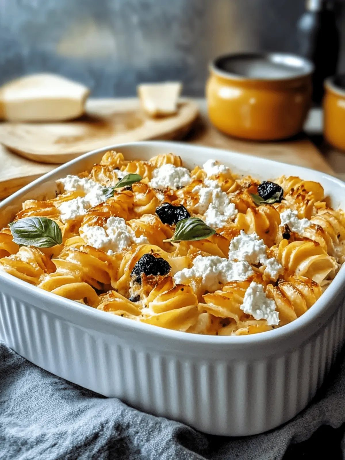 Überbackene Feta-Pasta mit Kürbis für den Herbst