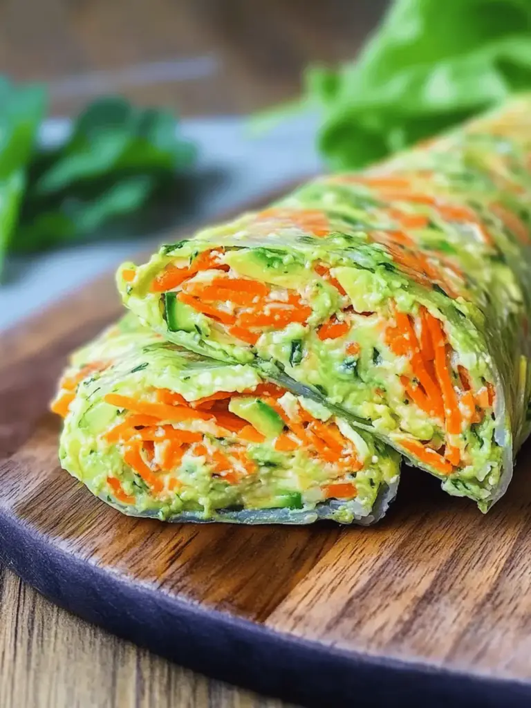 Gesunder Gemüse-Roll gefüllt mit Avocado-Creme