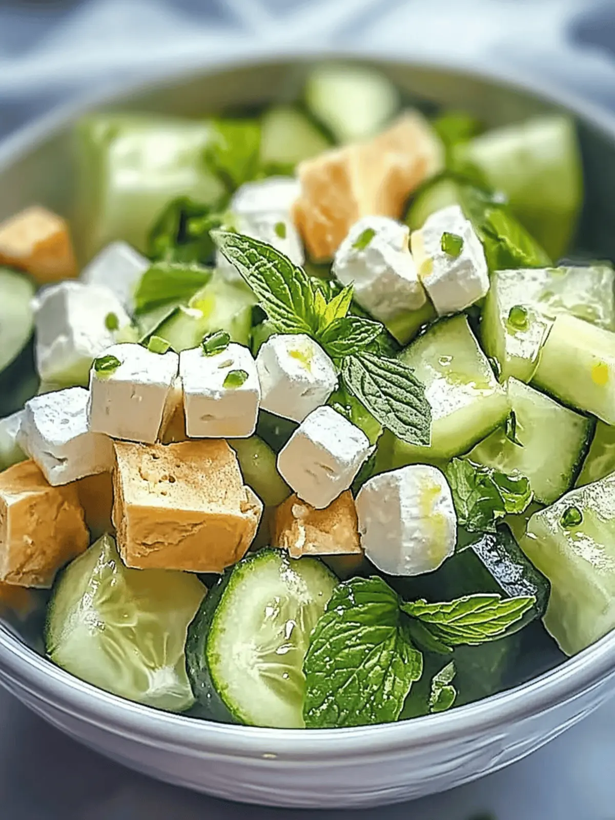 Einfach zuzubereitender Gurkensalat mit Feta und Kichererbsen