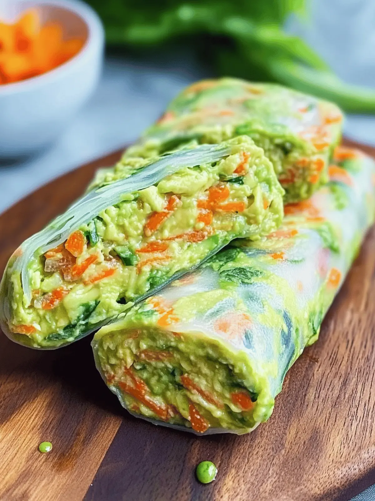 Gesunder Gemüse-Roll gefüllt mit Avocado-Creme