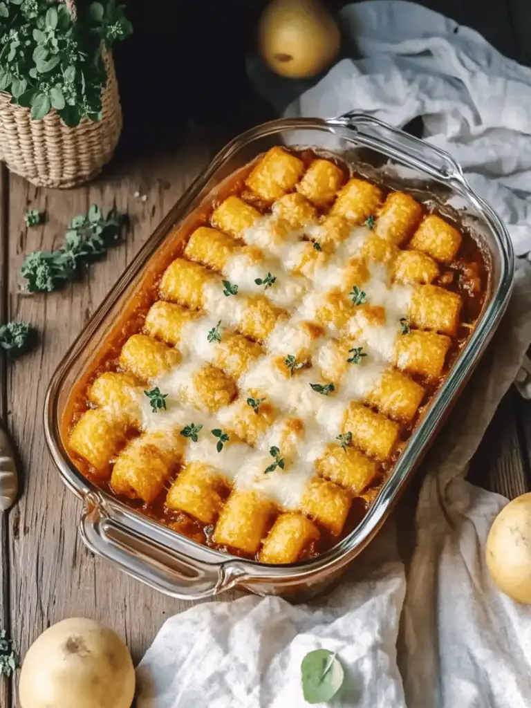 Kroketten- und Hackfleischauflauf