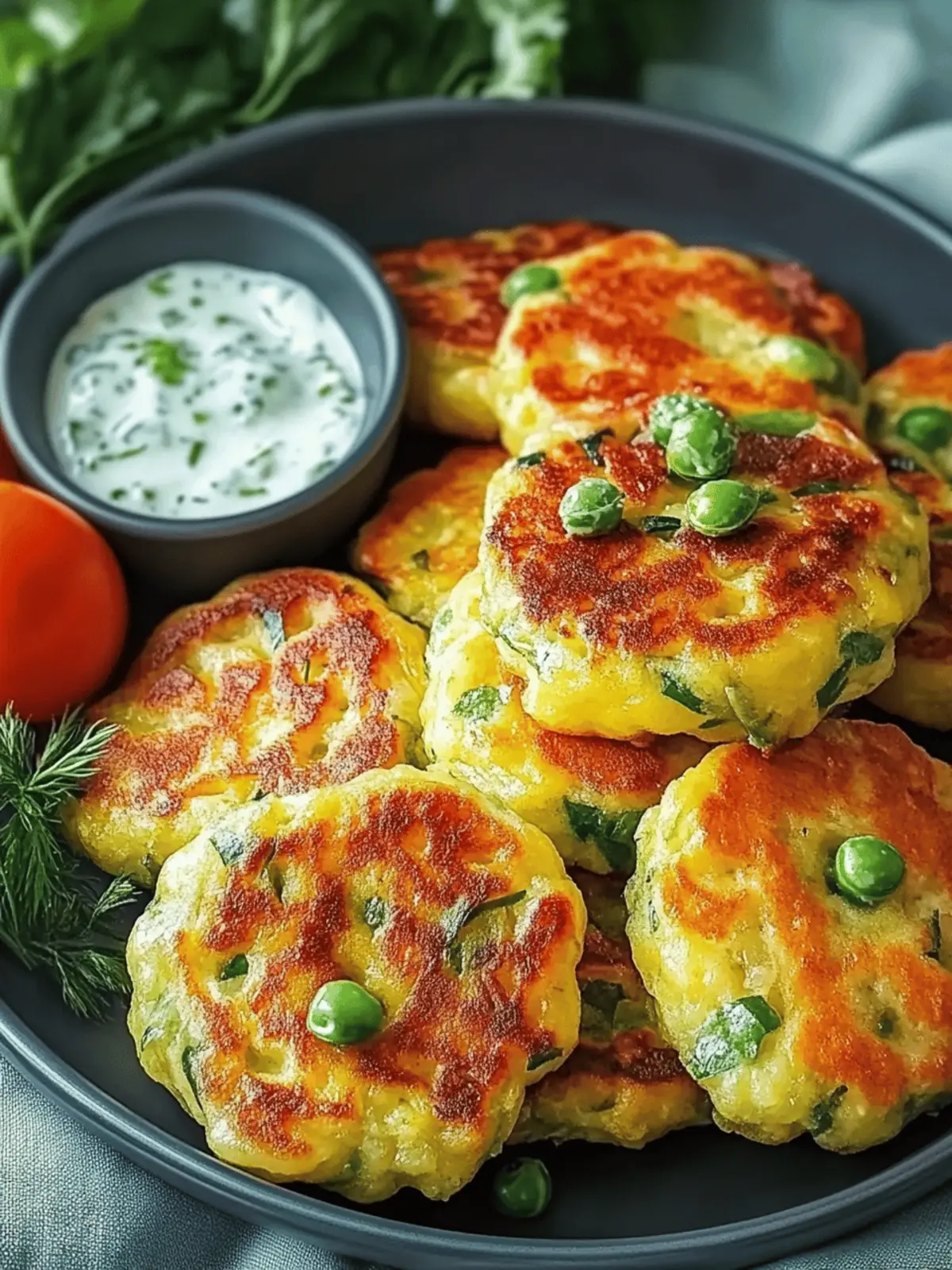 Gemüsepuffer mit Kräuterdip