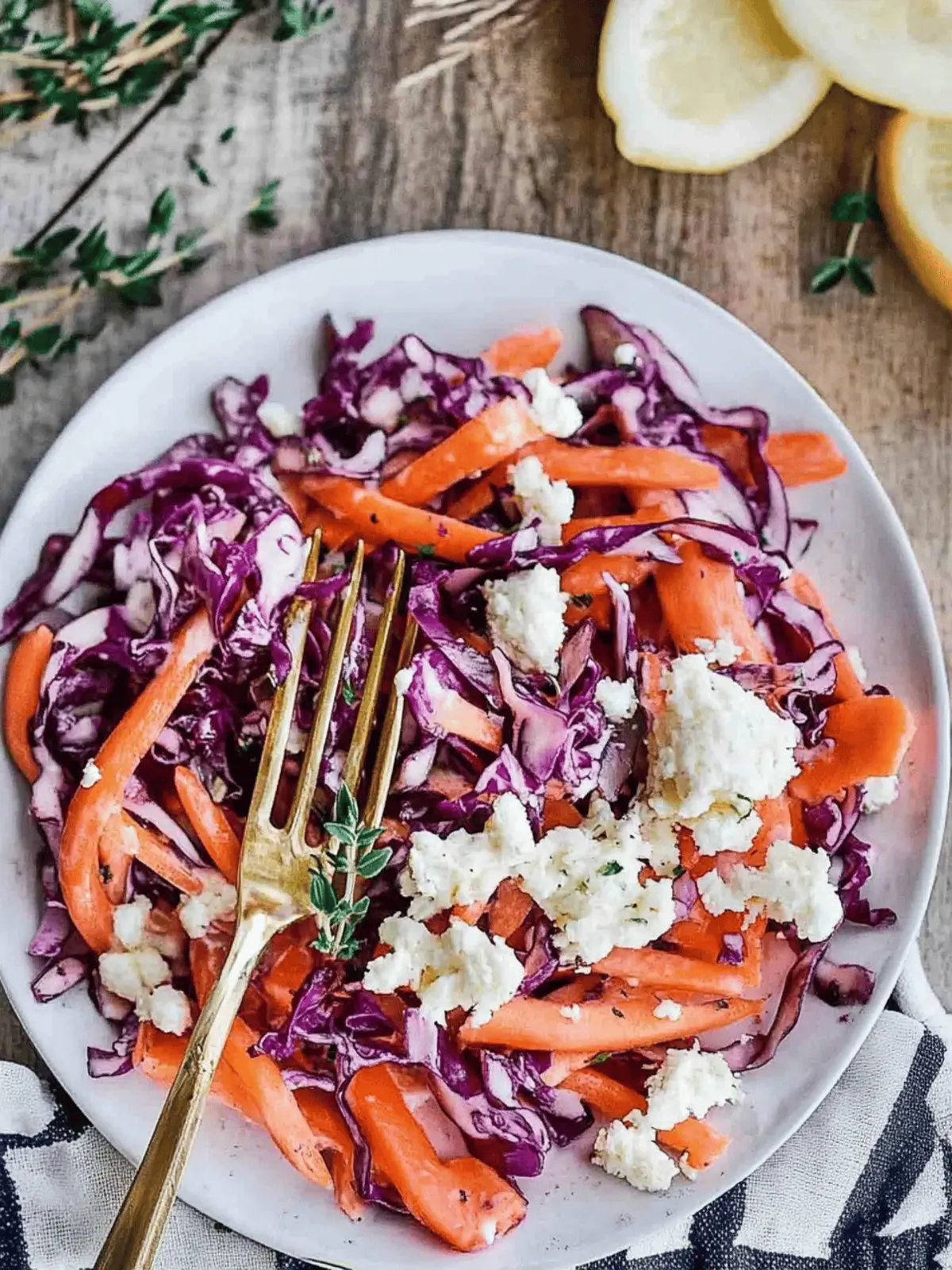Rotkohl-Salat mit Feta und Karotten