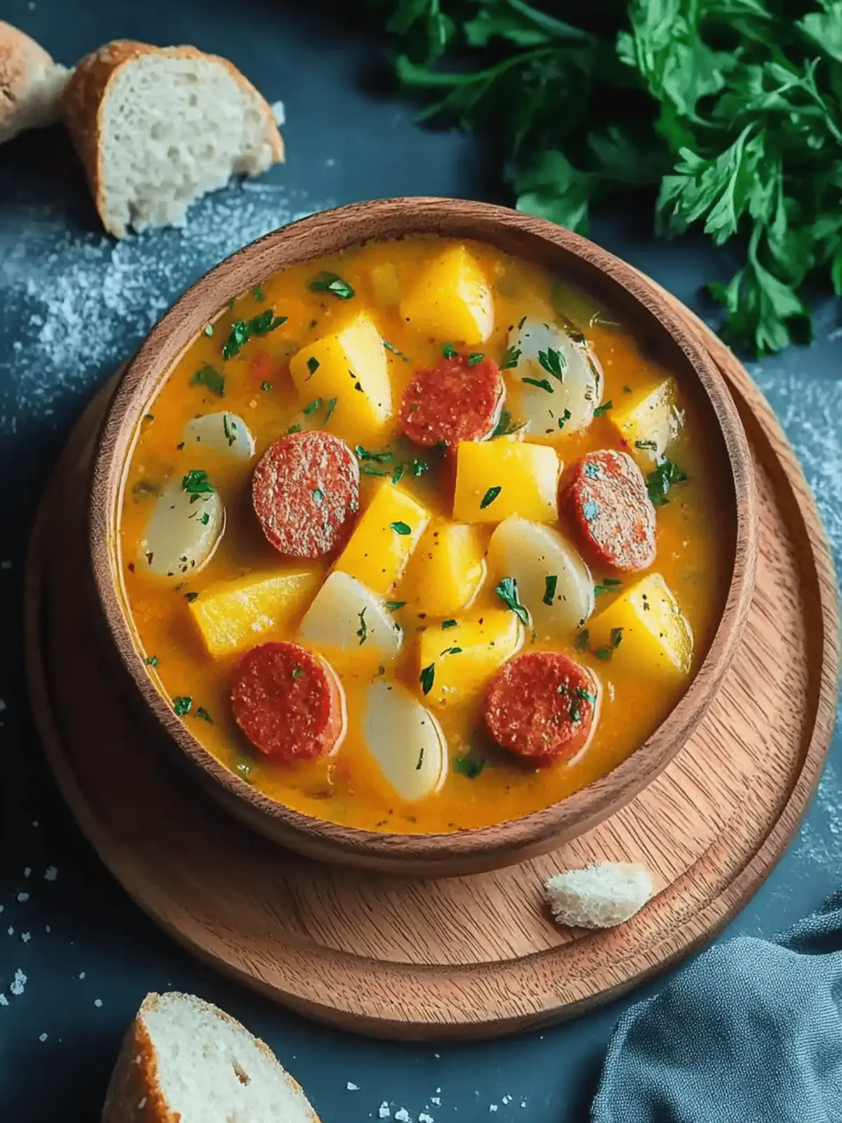 Kartoffelgulasch mit Würstchen