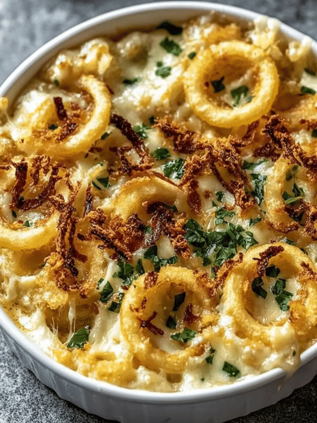 Käse-Spätzle-Gratin mit gerösteten Zwiebeln