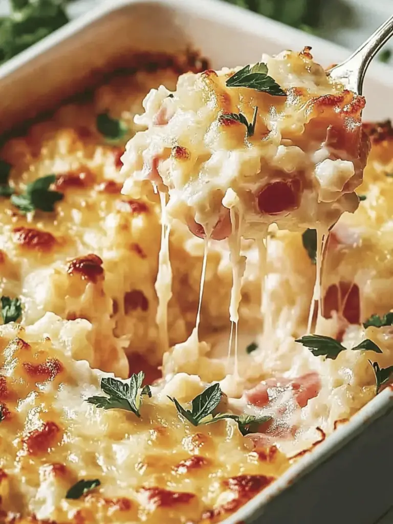 Überbackener Reis mit Schinken und Käse