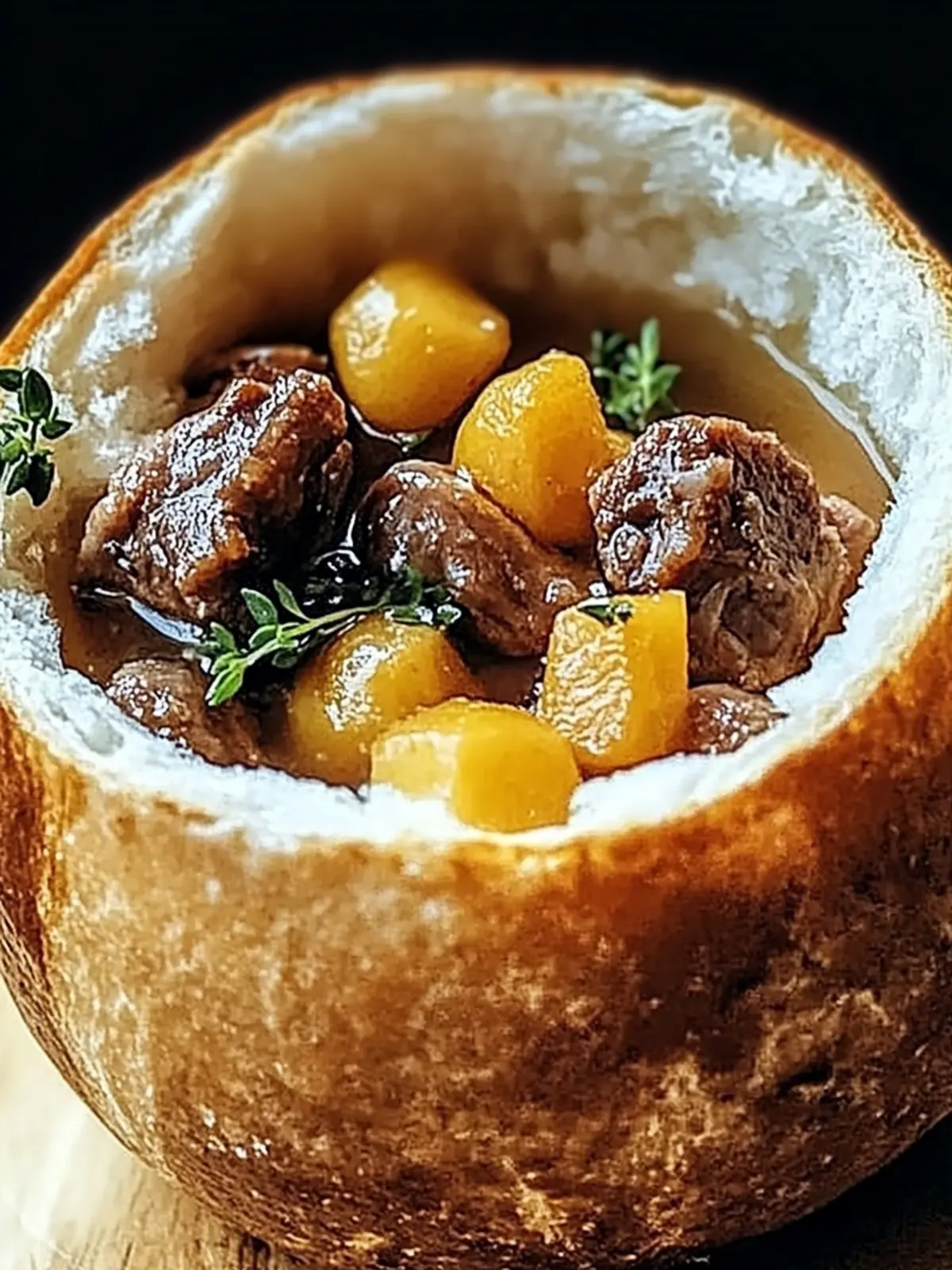 Herzhafter Rindfleischeintopf in Brotschalen