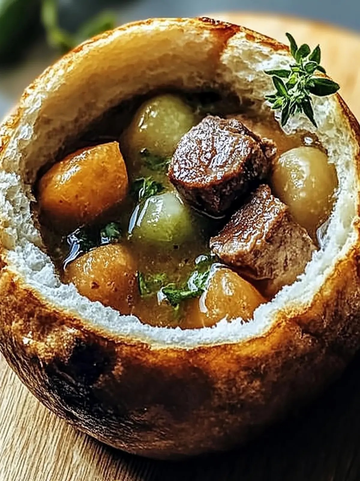 Herzhafter Rindfleischeintopf in Brotschalen