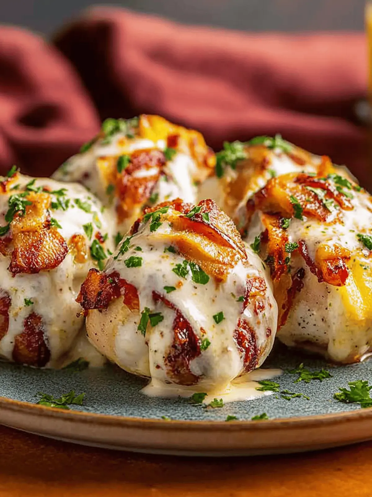 Bacon-umwickeltes gefülltes Hähnchenbrustfilet