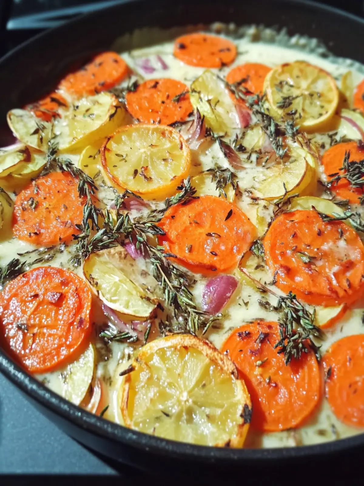 Cremige geröstete Kohlrabi und Karotten