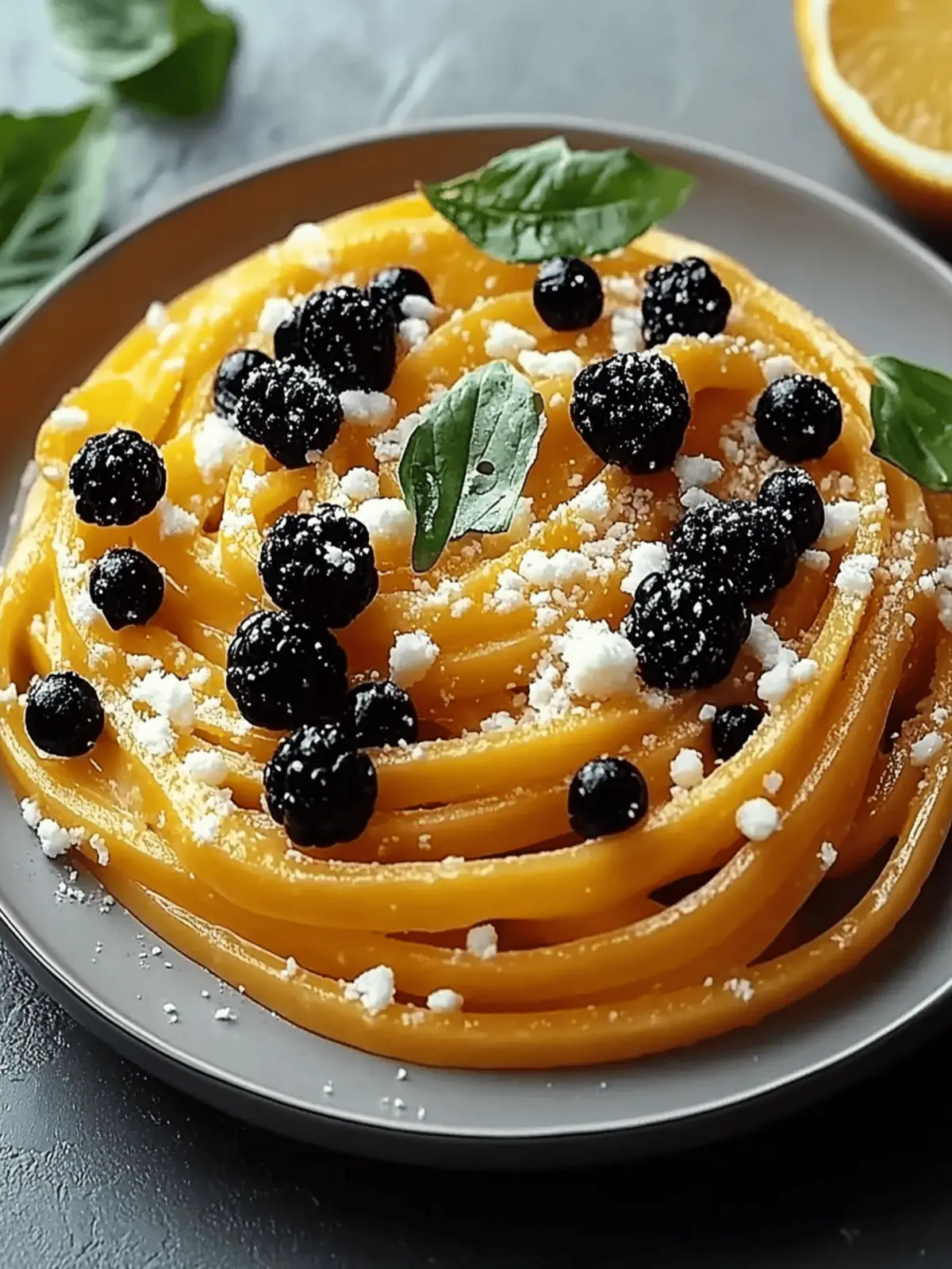 Kürbispasta mit Feta