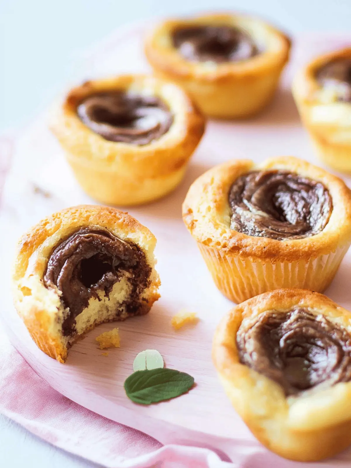 Nutella-Wirbel-Muffins mit einem weichen Kern