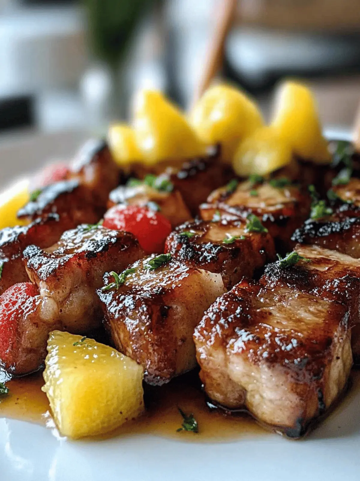 Ananas BBQ Schweinefleisch Spieße