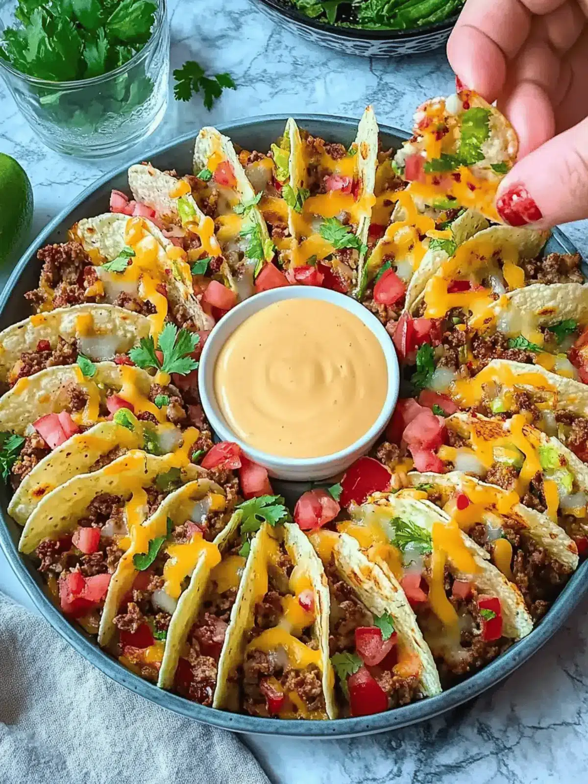 Mini-Tacos mit einer würzigen Hackfleischfüllung