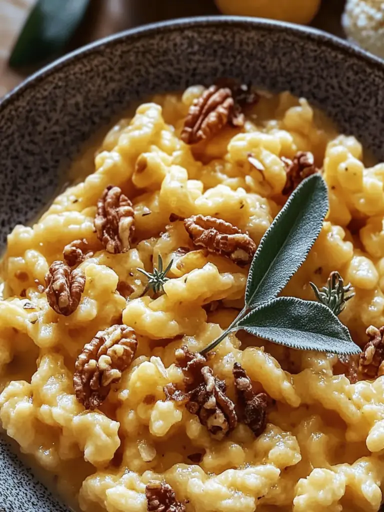 Kürbis Spaetzle, Walnuss, Salbei