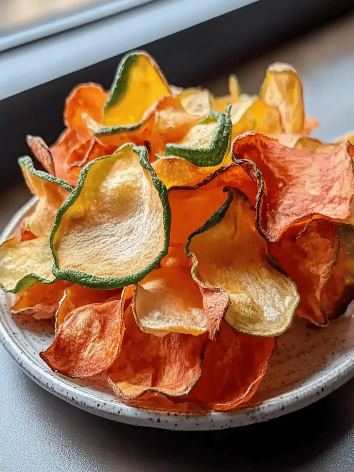 Knusprige Gemüseschips in 20 Minuten aus der Heißluftfritteuse