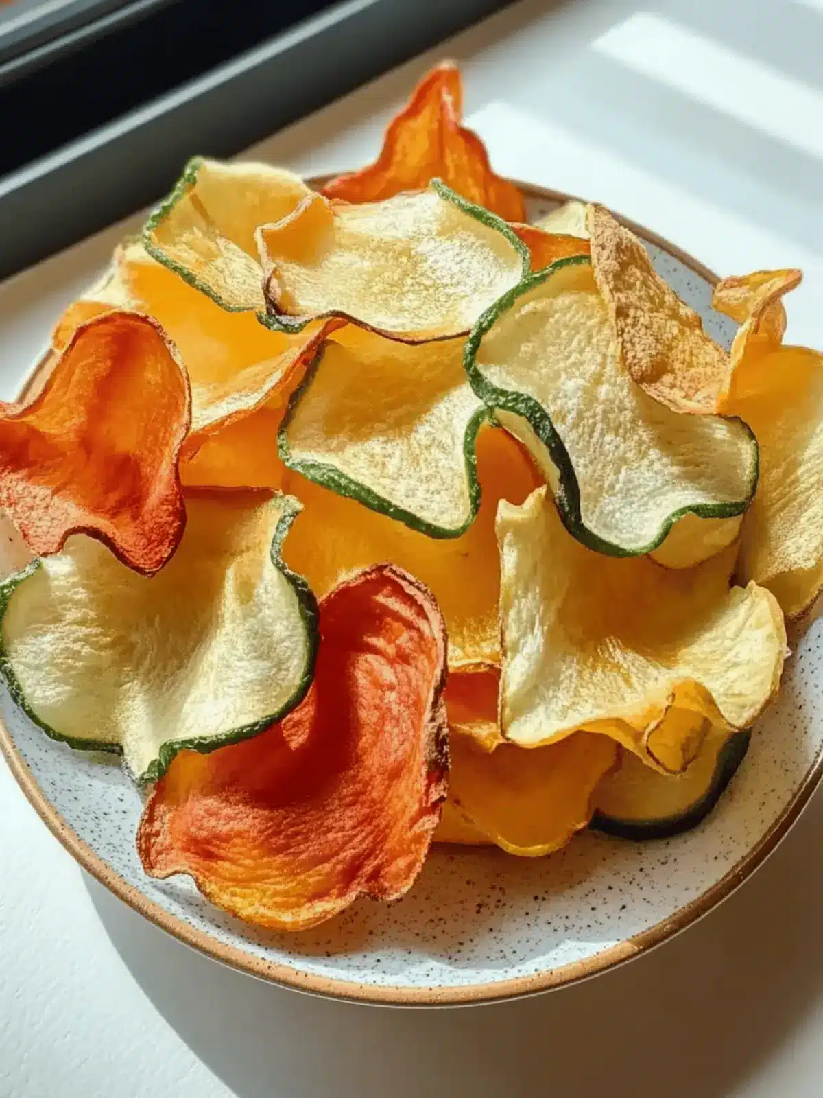 Knusprige Gemüseschips in 20 Minuten aus der Heißluftfritteuse