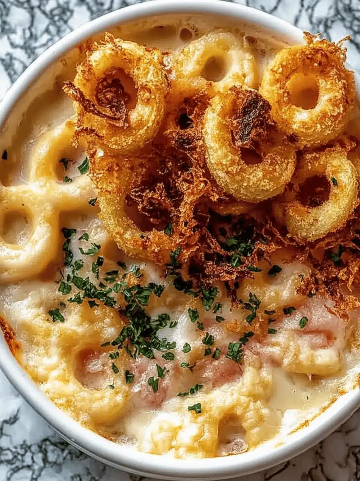 Käse-Spätzle-Gratin mit gerösteten Zwiebeln