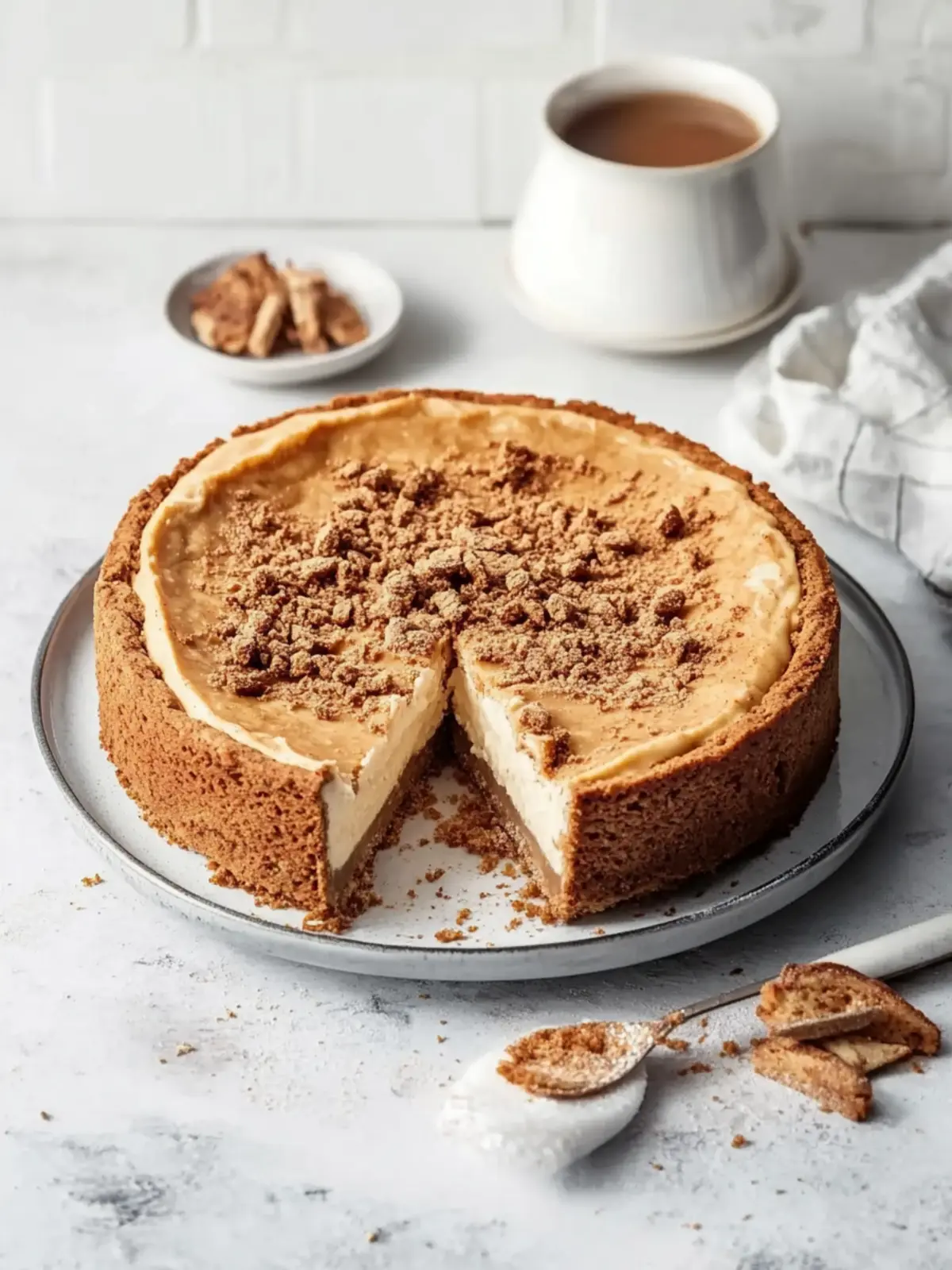 Speculoos-Käsekuchen mit Keksboden und Streuseltopping