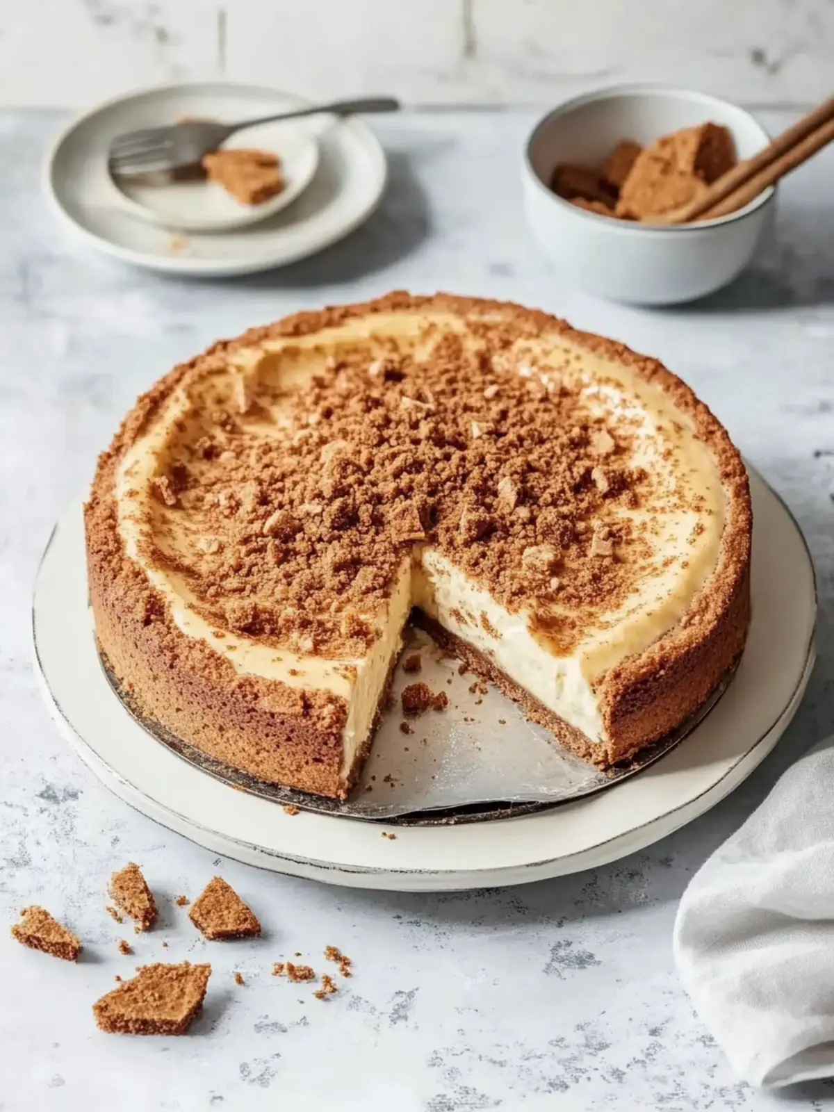 Speculoos-Käsekuchen mit Keksboden und Streuseltopping