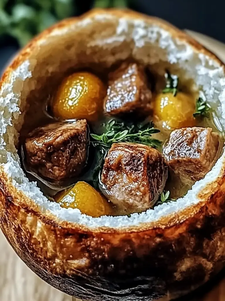 Herzhafter Rindfleischeintopf in Brotschalen