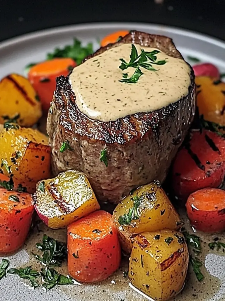 Genießen Sie Rinderfilet mit Knoblauch-Dijon-Cremesauce