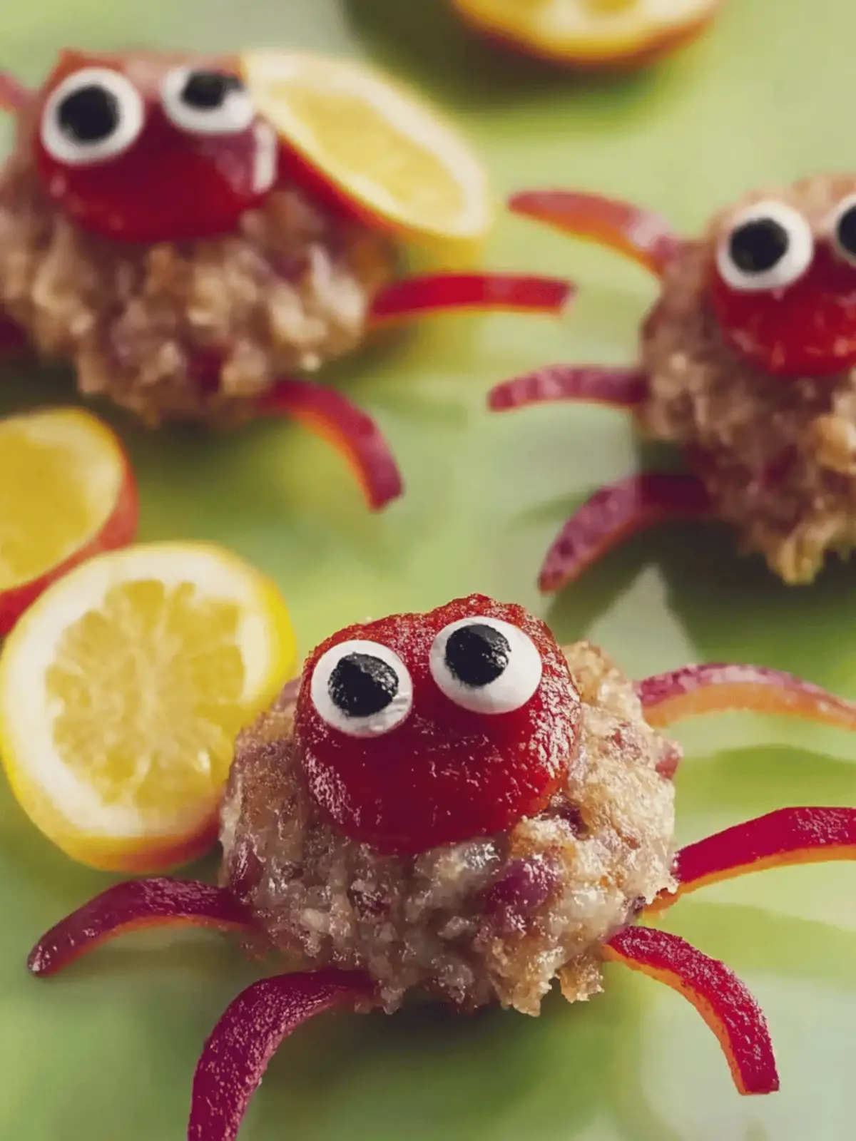 Fleischbällchen-Spinnen für Halloween