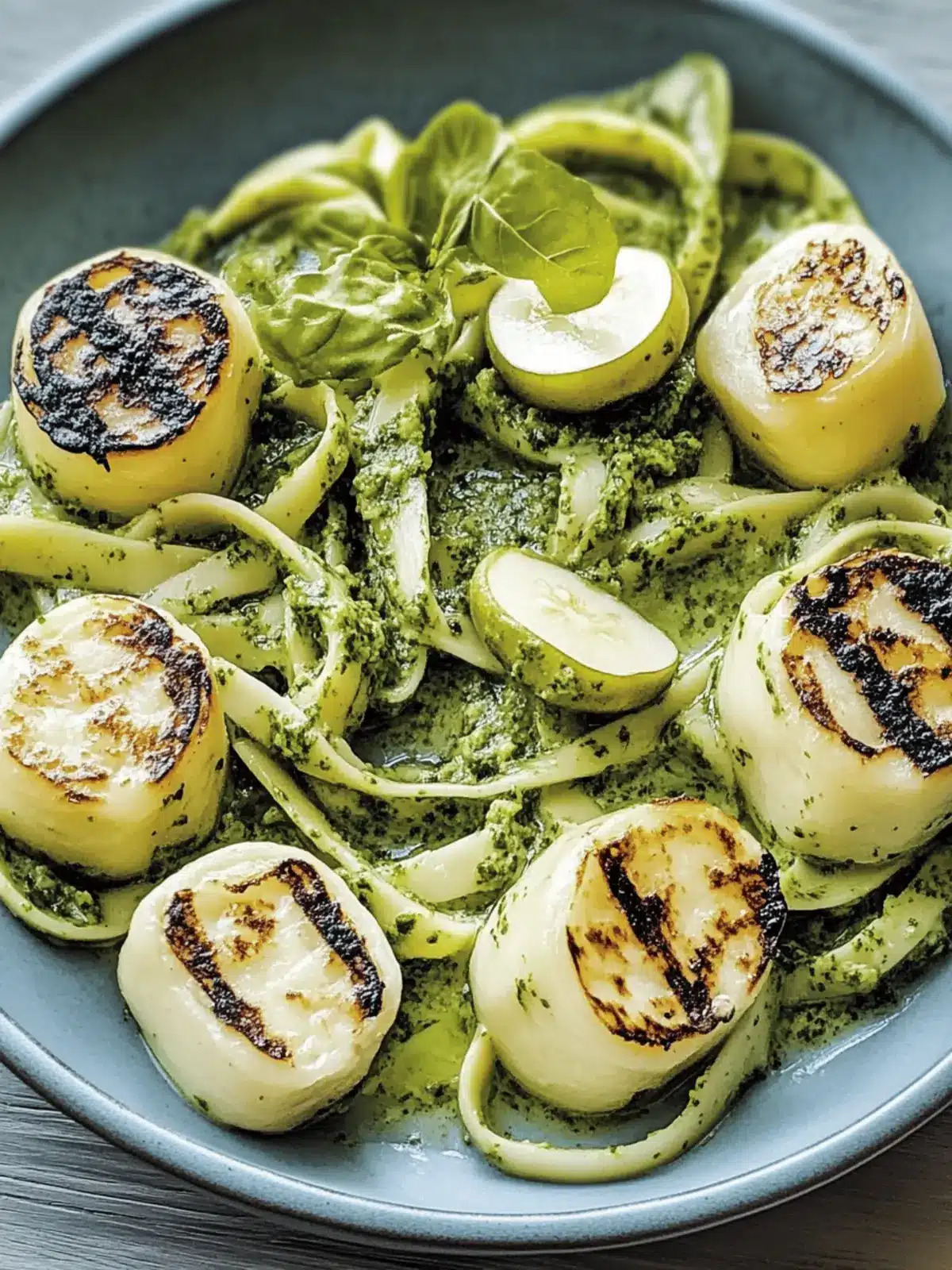 Halloumi mit Zucchini-Pesto-Nudeln