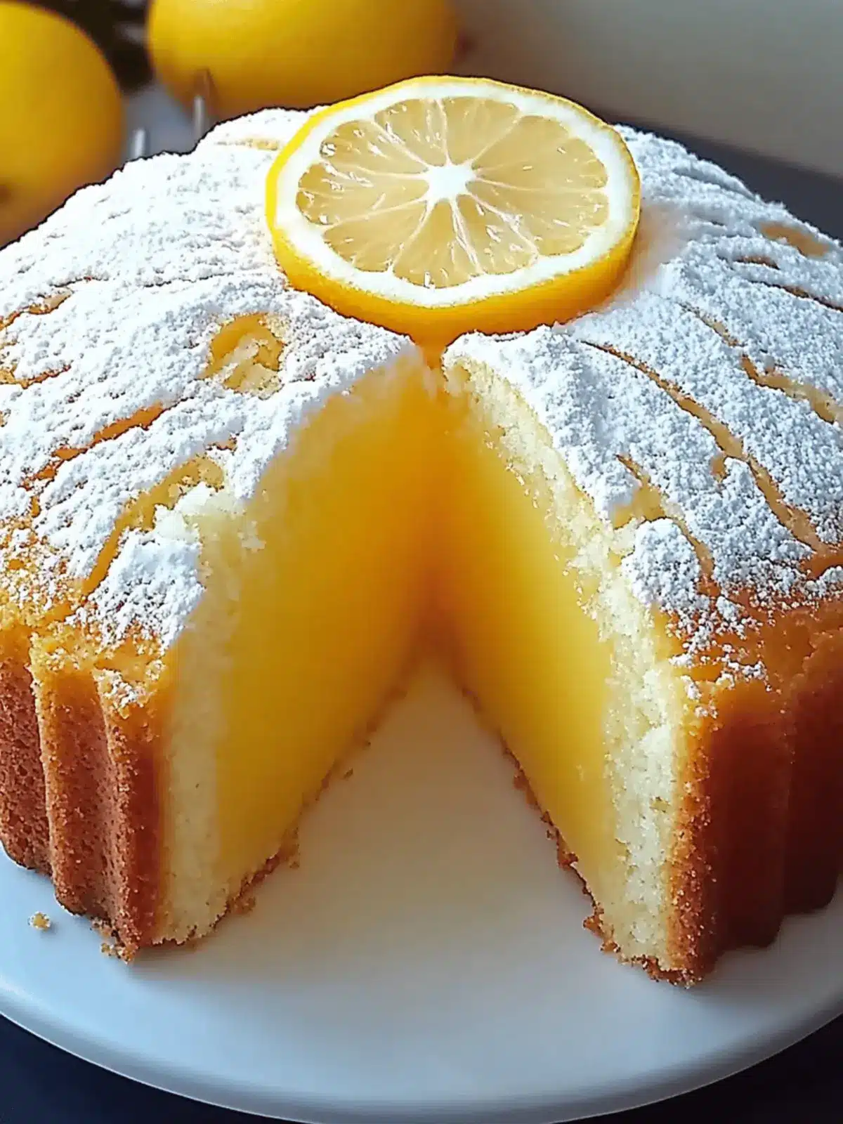 Zitronenkuchen mit Puderzucker