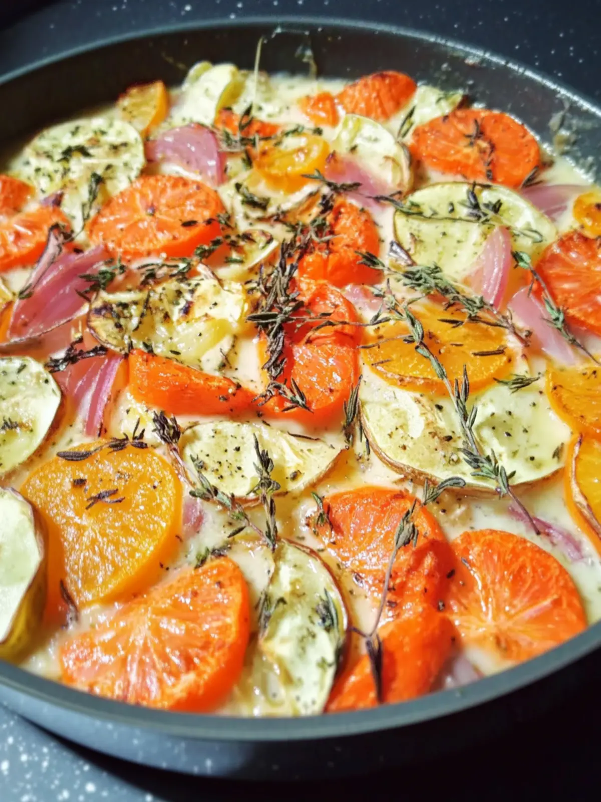 Cremige geröstete Kohlrabi und Karotten