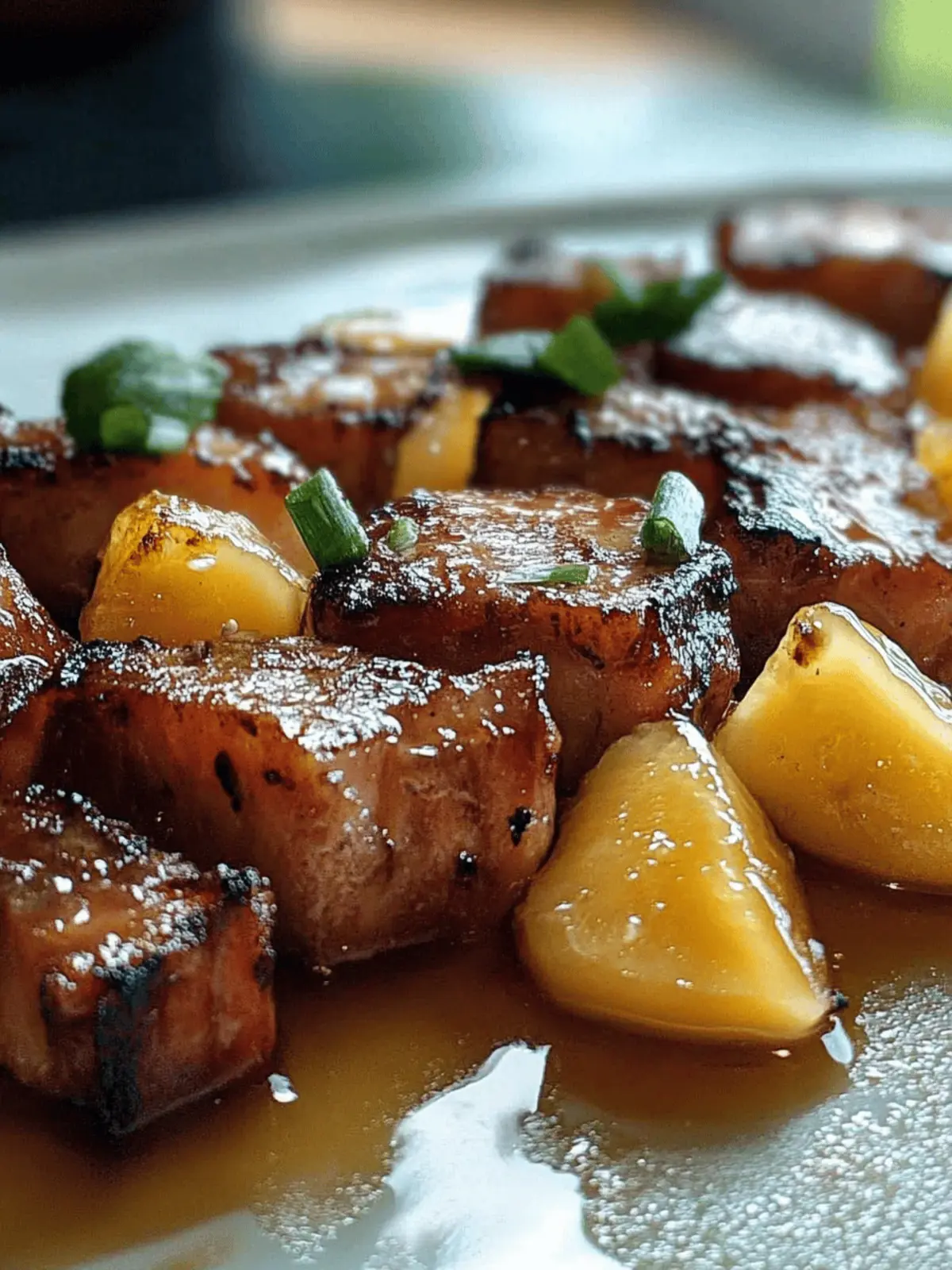 Ananas BBQ Schweinefleisch Spieße