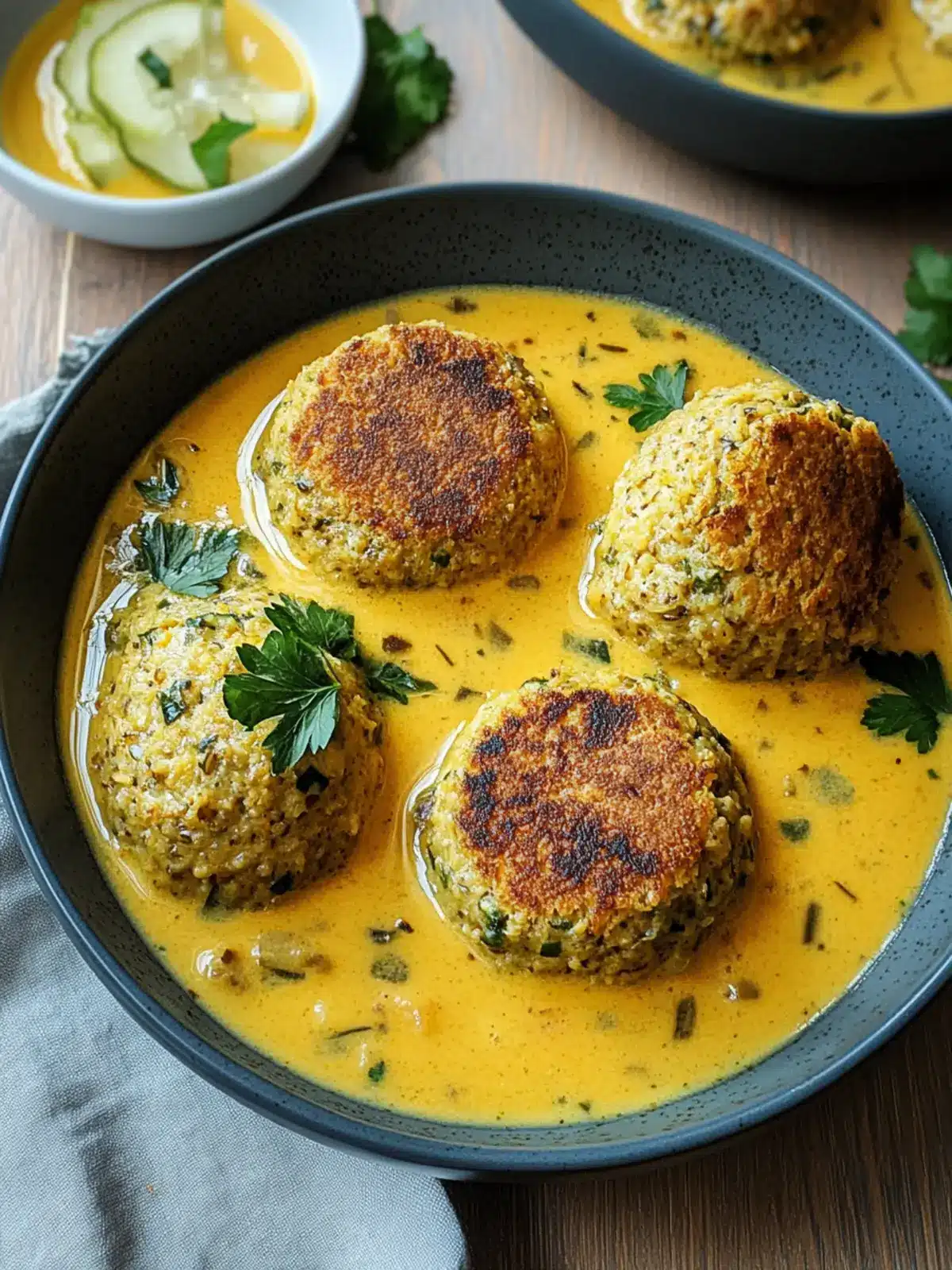 Vegane Linsendumplings in Currysauce